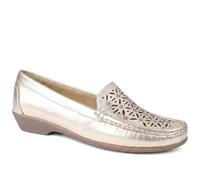 Pavers Leather Cut Out Detail Moccasin - Soft Gold Size 7