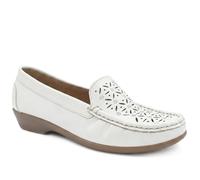 Pavers Leather Cut Out Detail Moccasin - White Size 5