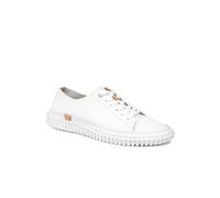 Pavers Leather Flexible Lightweight Lace Up Trainers In White White 7