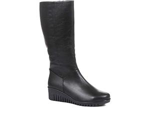 Pavers Leather Knee-High Boots - Black Size 7