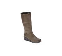 Pavers Leather Knee-High Boots In Khaki Khaki