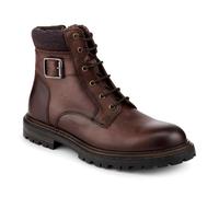 Pavers Leather Lace Up Boots With Buckle Detail - Brown Size 12
