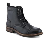 Pavers Leather Military Boots With Toe Cap Design - Black Size 10