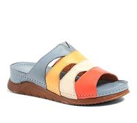 Pavers Leather Mule Sandals - Blue Multi Size 5