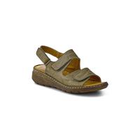 Leather Multi-Touch-Fasten Sandals - Khaki Size 7