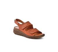 Leather Multi-Touch-Fasten Sandals - Tan Size 7