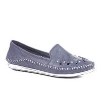 Pavers Leather Slip-On Pumps - Navy Size 5