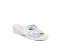 Pavers Leather Slip On Wedge Sandals - Floral Size 6