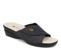 Pavers Leather Slip On Wedge Sandals - Navy Size 7
