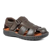 Pavers Leather Touch Fasten Fisherman Sandals - Dark Brown Size 12