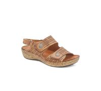 Pavers Leather Triple Adjustable Strap Sandals In Tan Tan