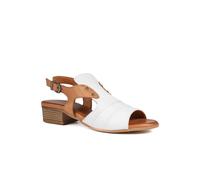 Pavers Leather Two Tone Block Heel Sandals - White-Tan Size 3