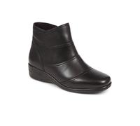 Pavers Leather Wedge Ankle Boots In Black Black 7