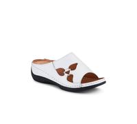 Pavers Leather Wedge-Heeled Mules In White White 3