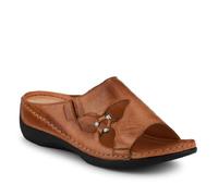 Pavers Leather Wedge-Heeled Mules - Tan Size 6