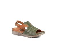 Pavers Women's Leather Wedge-Heeled Sandals in Khaki | Size: 5 Pavers Khaki 5