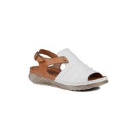 Pavers Leather Wedge-Heeled Sandals - White-Tan Size 7