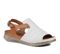 Pavers Leather Wedge-Heeled Sandals - White-Tan Size 4