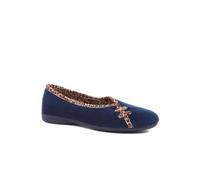 Pavers Womens Leopard Print Slippers Navy Size 8