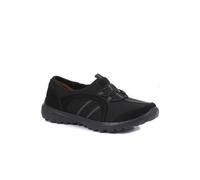 Pavers Ladies Lightweight Slip-On Trainers in Black with Vibrant Stripe Design & Memory Foam Insole - Premium Comfort Female Footwear - UK 6 / EU 39