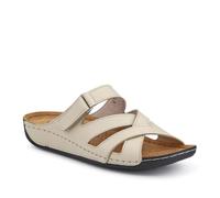 Pavers Lightweight Touch Fasten Mules - Beige Size 3