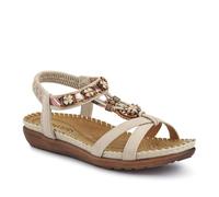 Pavers Lightweight Wedge Heel Mules - Beige Size 7