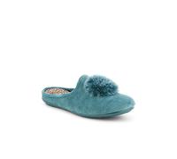 Pavers Luxury Pompom Slippers In Teal Teal 8