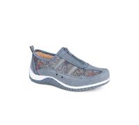 Memory Foam Leather Slip On Trainers - Blue Size 6
