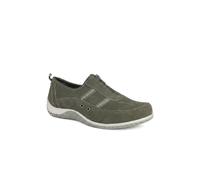 Pavers Memory Foam Leather Slip On Trainers In Khaki Khaki