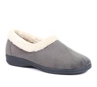 Pavers Men's Fluffy Sandals in Grey - Faux Fur Slip-Ons Slippers Offering Warmth and Comfort - Distinctive Fur Collar Design - Size UK 5 / EU 38