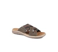 Pavers Men's Leather Cross Strap Slip On Sandals in Brown | Size: 8 Pavers Brown 8