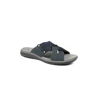 Pavers Men's Leather Cross Strap Slip On Sandals in Navy | Size: 9 Pavers Navy 9
