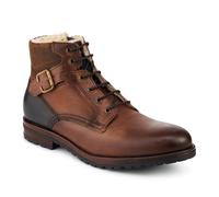 Pavers Mens Leather Fur Lined Boots With Buckle Detail Brown-Navy Size 10
