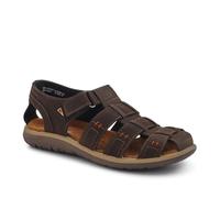 Pavers Mens Leather Touch-Fasten Sandals Dark Brown Size 11