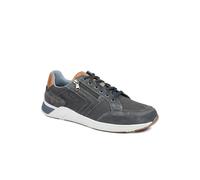 Leather Wide-Fit Lace-Up Trainers - Navy Size 11