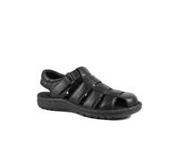 Pavers Men's Premium Leather Touch Fastening Sandals in Black | Size: 8 Pavers Black 8