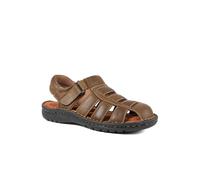 Pavers Men's Premium Leather Touch Fastening Sandals in Brown | Size: 8 Pavers Brown 8