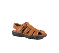 Pavers Premium Leather Touch Fastening Sandals - Tan Size 10