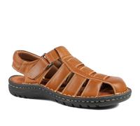 Pavers Mens Premium Leather Touch Fastening Sandals Tan Size 8