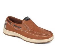 Pavers Men's Slip On Boat Shoes in Tan with Wide Fit and Stylish Details - Easy-Wear Comfort & Classic Style - Casual Footwear - Size UK 10 / EU 44