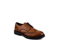 Pavers Men's Wide Fit Leather Brogue Derby Shoes in Tan | Size: 10 Pavers Tan 10
