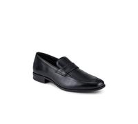 Pavers Men's Wide Fit Leather Heeled Loafers in Black | Size: 11 Pavers Black 11