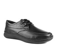 Wide Fit Leather Casual Lace Up Shoes - Black Size 7