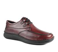 Pavers Mens Wide Fit Leather Lace-Up Shoes in Bordeaux - Comfortable to Walk in - Supportive Grip Sole & Smart Casual Everyday Shoes - UK Size 9