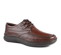 Pavers Wide Mens Wide Fit Leather Casual Lace Up Shoes Dark Brown Size 7