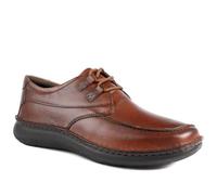 Wide Fit Leather Casual Lace Up Shoes - Cognac Size 10