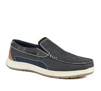 Pavers Mens Wide Fit Slip-On Shoes in Navy Blue - Comfortable Shoes to Walk in - Cushioned Insole & Stable Sole for Everyday Casual Wear - UK Size 8