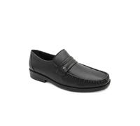 Pavers Men's Wide Fit Smart Leather Saddle Strap Loafers in Black | Size: 10 Pavers Black 10