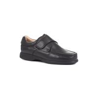 Pavers Men's Wide Fit Touch-Fasten Leather Shoes in Black | Size: 11 Pavers Black 11
