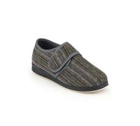 Pavers Men's Wide Fit Warm Adjustable Fasten Slippers in Grey | Size: 12 Pavers Grey 12